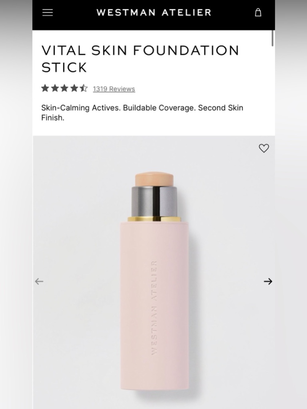 Westman Atelier Vital Skin Foundation Stick — Shade 2, light golden undertone